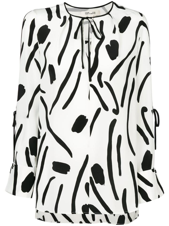 Dvf Diane Von Furstenberg Printed Tunic Blouse - Black