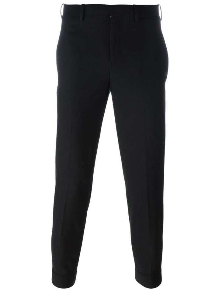 Neil Barrett Slim Fit Cropped Trousers, Men's, Size: 54, Black, Polyester/spandex/elastane/virgin Wool