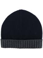 Eleventy - Ribbed Trim Contrast Beanie - Men - Virgin Wool - One Size, Blue, Virgin Wool