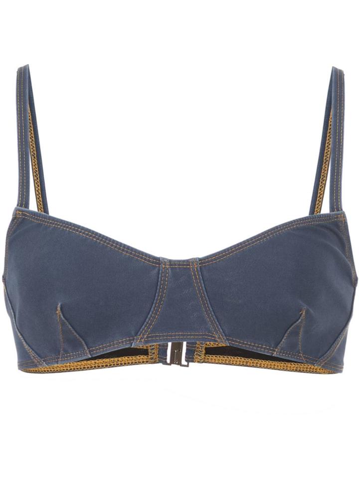 Jonathan Simkhai Denim Bikini Top - Blue