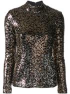 Milly Glitter Funnel-neck Top - Gold
