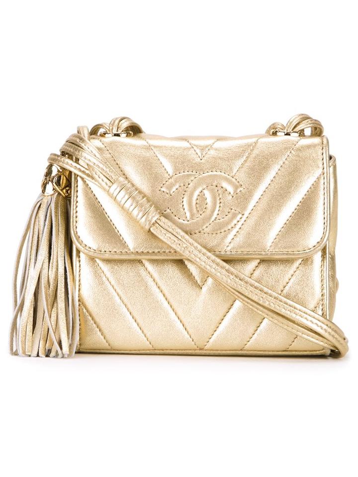 Chanel Vintage Vertical Stitch Mini Shoulder Bag, Women's, Grey