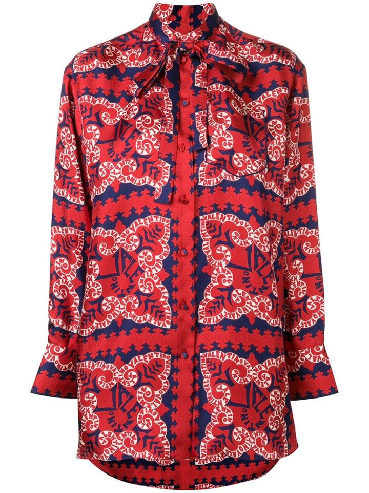 Valentino Logo Bandana Print Blouse - Red