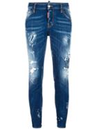 Dsquared2 Cool Girl Cropped Distressed Jeans, Size: 38, Blue, Cotton/spandex/elastane