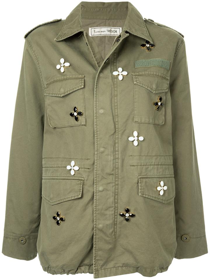 Tu Es Mon Trésor Bijoux Flower Field Jacket - Green