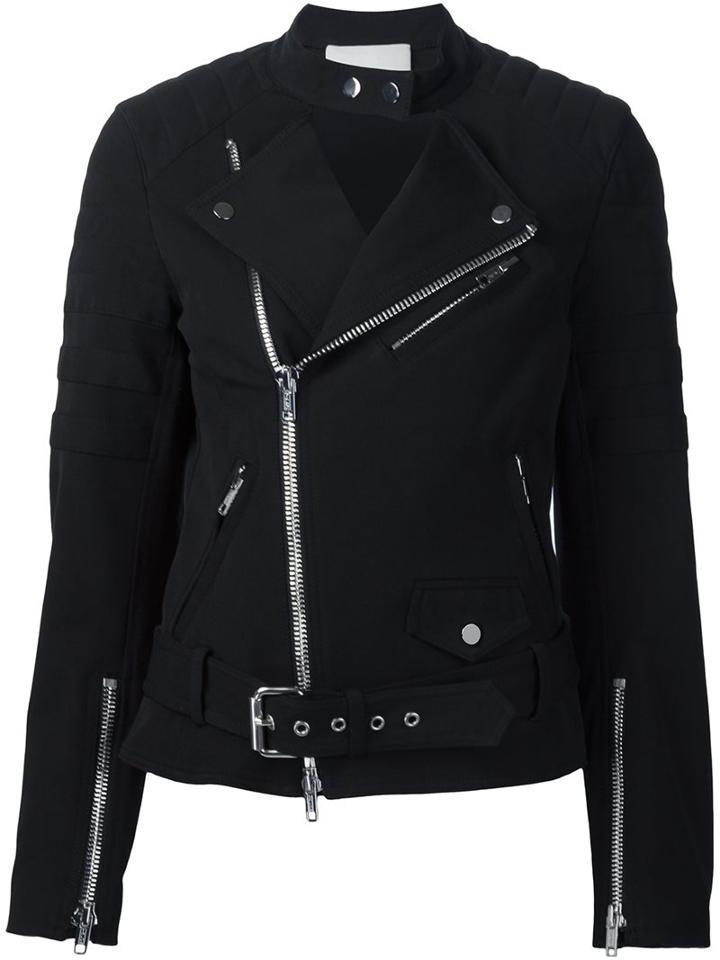 3.1 Phillip Lim Classic Biker Jacket, Women's, Size: 6, Black, Viscose/modal/cotton/spandex/elastane