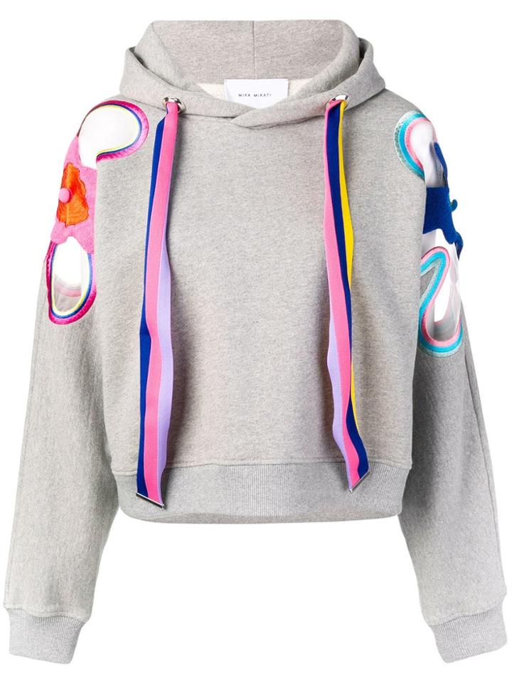 Mira Mikati Rainbow Flower Patch Hoodie - Grey