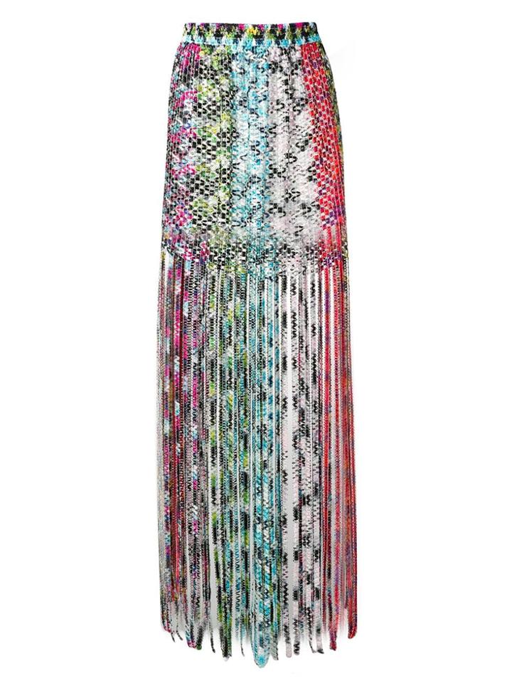 Missoni Mare Snakeskin Print Tassel Skirt - Yellow
