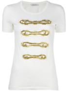 Pierre Balmain Embellished T-shirt, Women's, Size: 40, White, Cotton