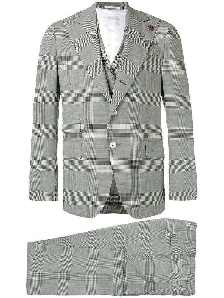 Embroidered Checked Suit - Men - Polyamide/spandex/elastane/cupro/wool - 52, Grey, Polyamide/spandex/elastane/cupro/wool, Gabriele Pasini