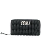 Miu Miu Pleated Crystal Wallet - Black