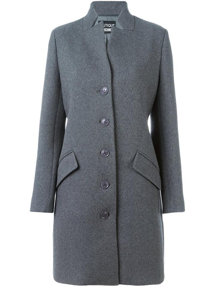 Boutique Moschino Single Breasted Coat, Women's, Size: 42, Grey, Polyamide/acetate/rayon/wool
