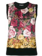 Dolce & Gabbana Knitted Cashmere Floral Vest - Black