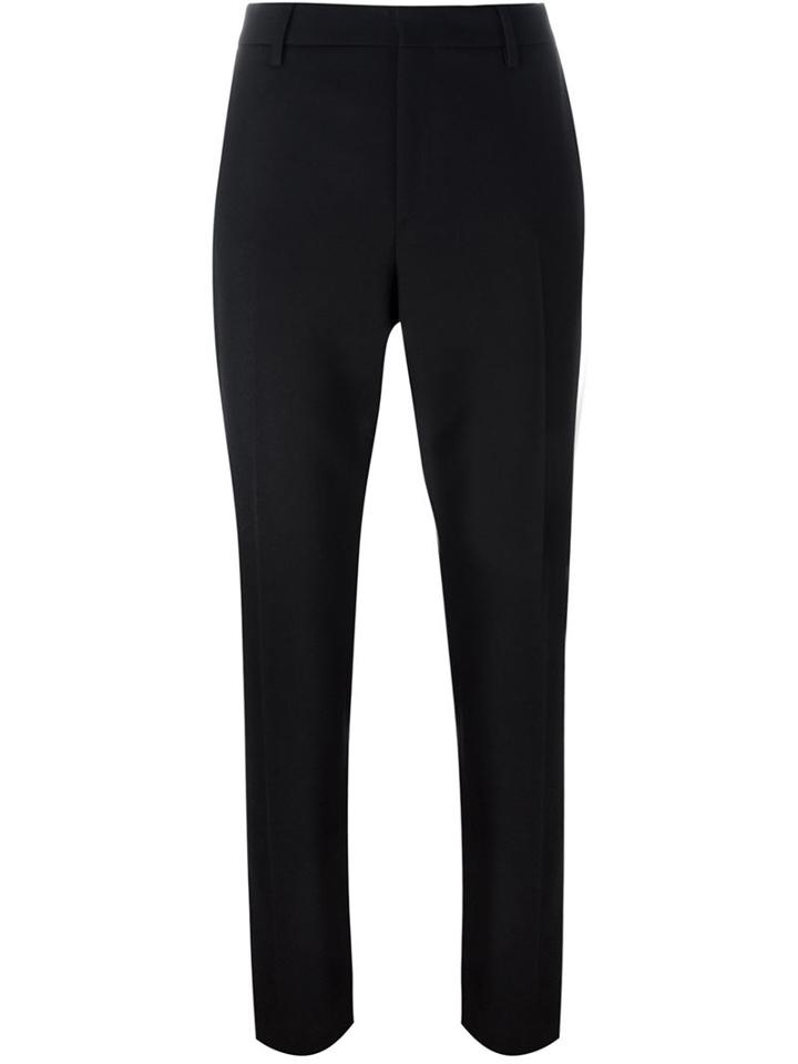 Saint Laurent Slim Tailored Trousers, Women's, Size: 40, Black, Cotton/virgin Wool