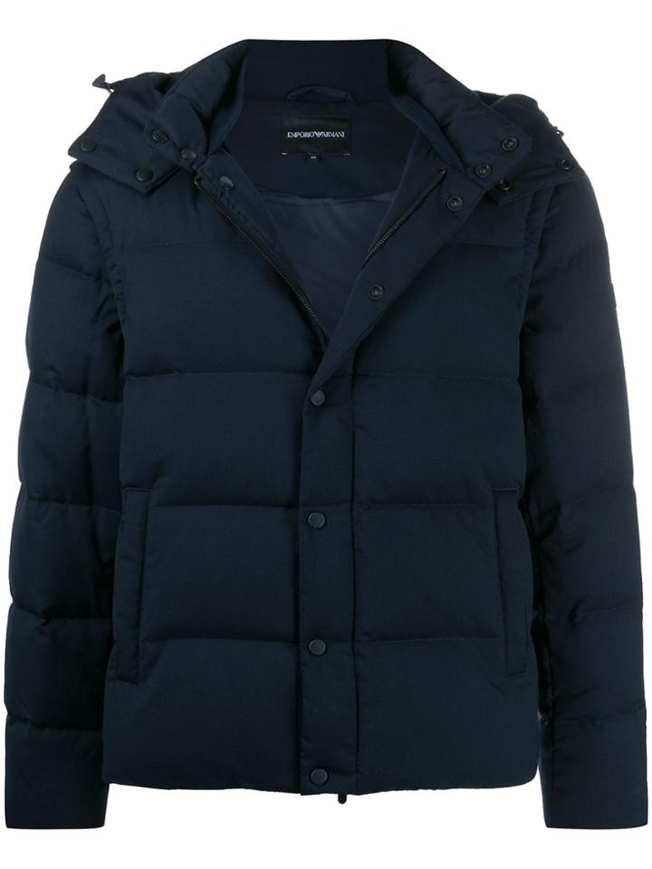 Emporio Armani Hooded Down Jacket - Blue