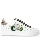 Dolce & Gabbana White Geranium Embroidered Portofino Sneakers
