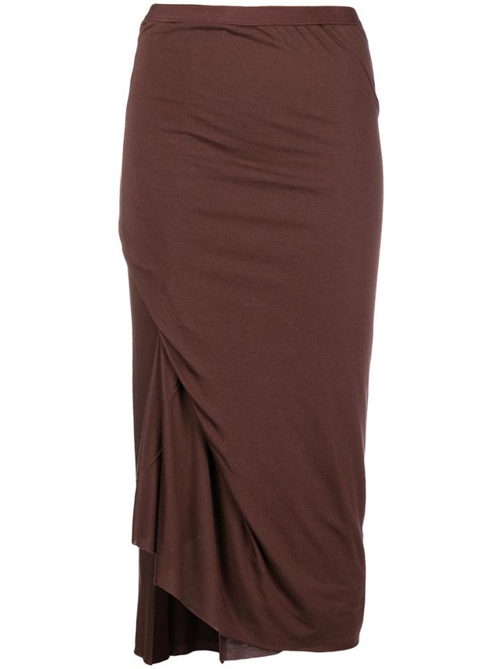 Rick Owens Lilies Draped Side Slit Pencil Skirt - Red