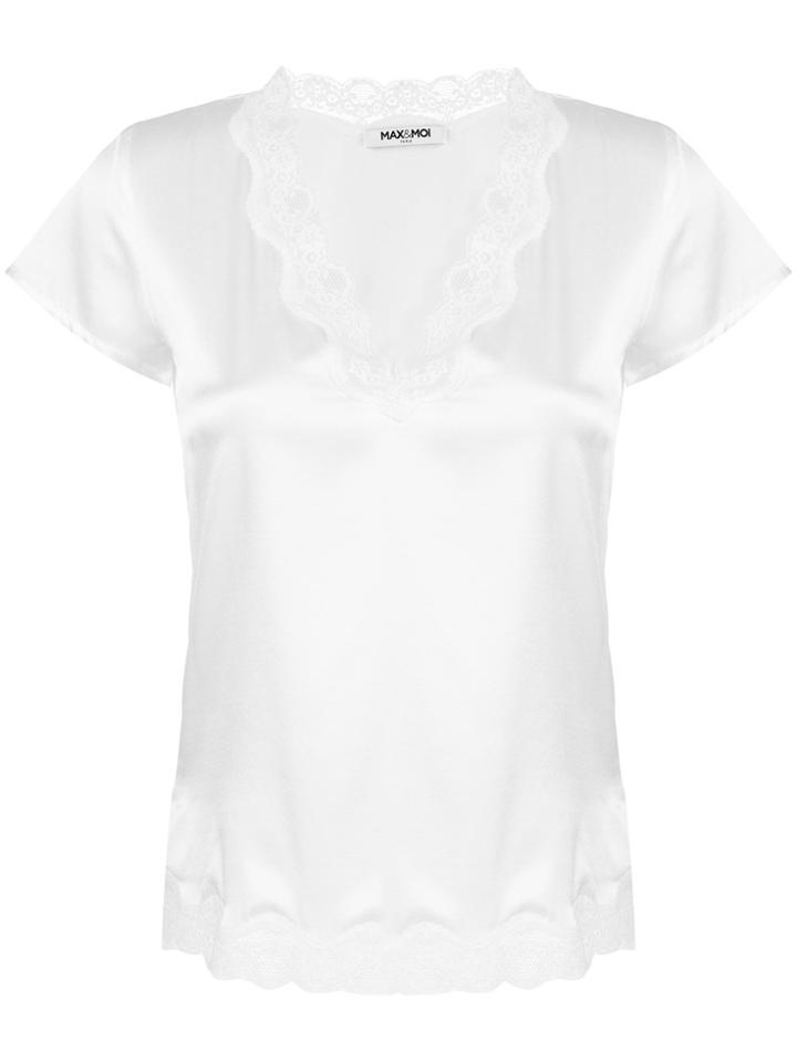 Max & Moi Lace Trim T-shirt - White