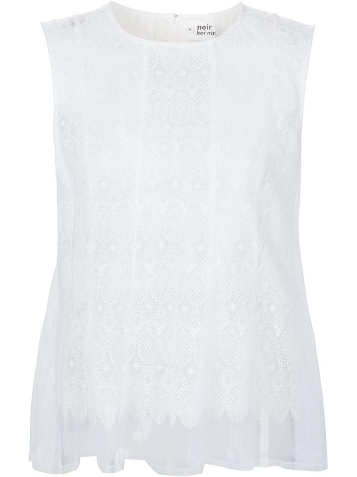 Comme Des Garçons Noir Kei Ninomiya Dressy Blouse, Women's, Size: Small, White, Cotton/nylon