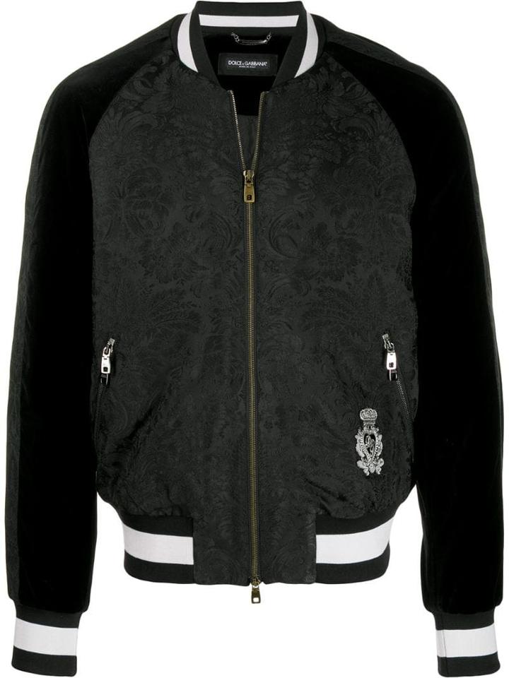 Dolce & Gabbana King Jacquard Print Bomber Jacket - Black