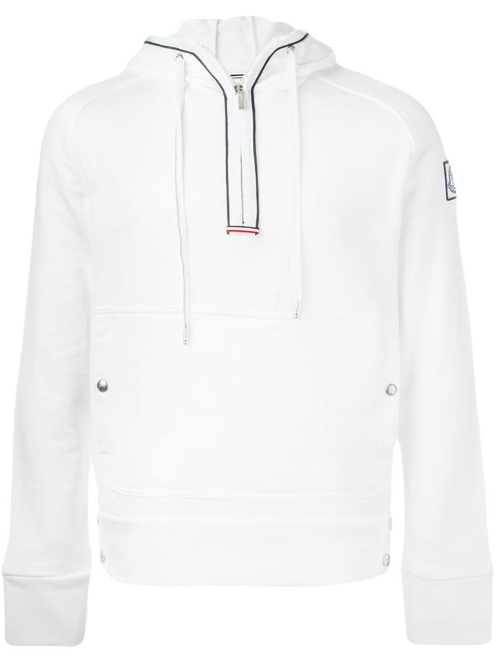 Moncler Gamme Bleu Zip Detail Hoodie, Men's, Size: M, White, Cotton