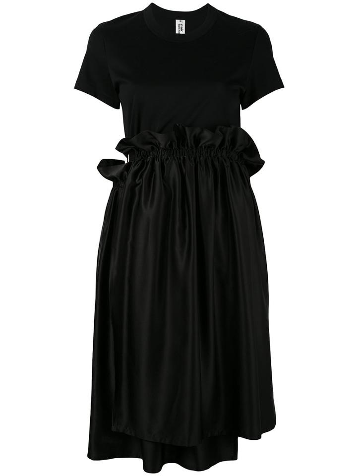 Comme Des Garçons Noir Kei Ninomiya - Ruffle Waist T-shirt Dress - Women - Silk/cotton - M, Black, Silk/cotton