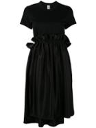 Comme Des Garçons Noir Kei Ninomiya - Ruffle Waist T-shirt Dress - Women - Silk/cotton - M, Black, Silk/cotton