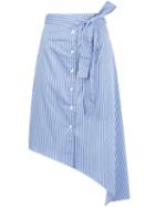 Tome Striped Asymmetric Skirt, Women's, Size: 4, Blue, Cotton/polyamide/spandex/elastane
