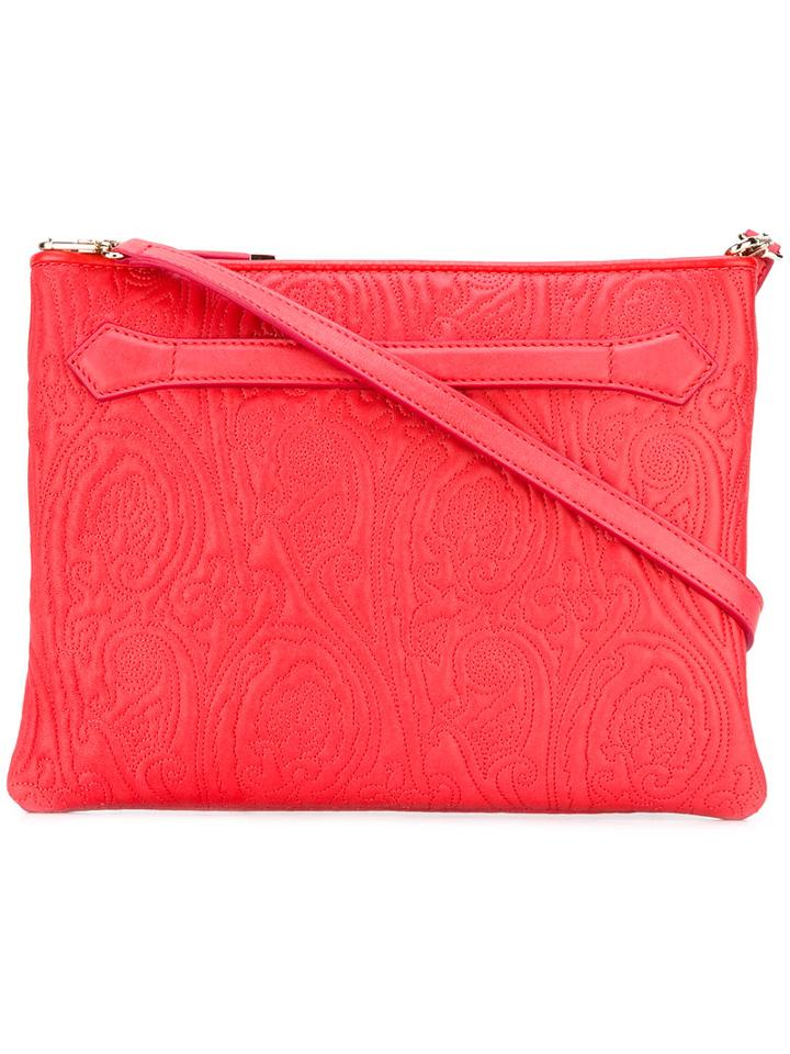 Etro Textured Shoulder Bag, Women's, Red, Calf Leather