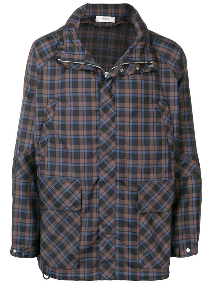 Pringle Of Scotland Technical Check Hooded Coat - Blue