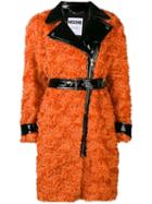 Moschino Belted Shearling Coat - Orange