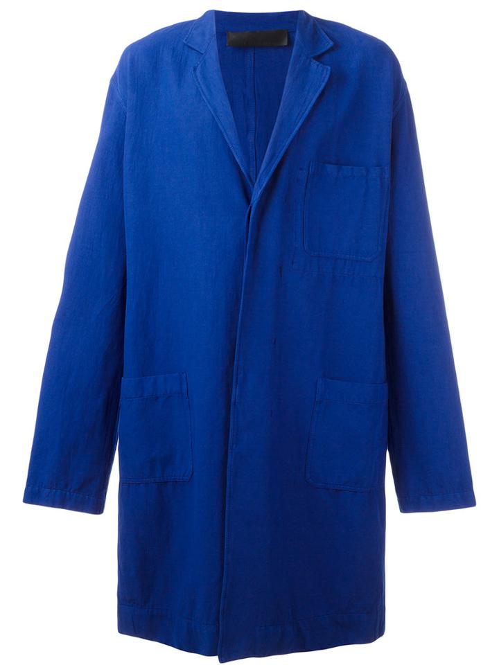 Haider Ackermann Soft Trench Coat, Men's, Size: 46, Blue, Cotton/linen/flax/elastodiene/rayon