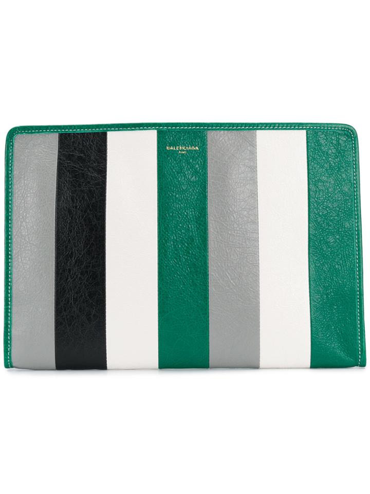 Balenciaga Bazar Striped Pouch - Green