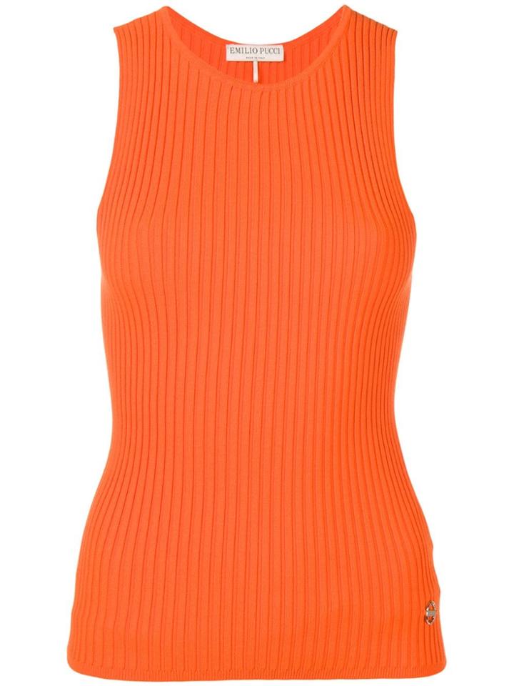 Emilio Pucci Ribbed Knit Tank Top - Orange