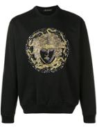 Versace Crystal Embroidered Medusa Sweater - Black
