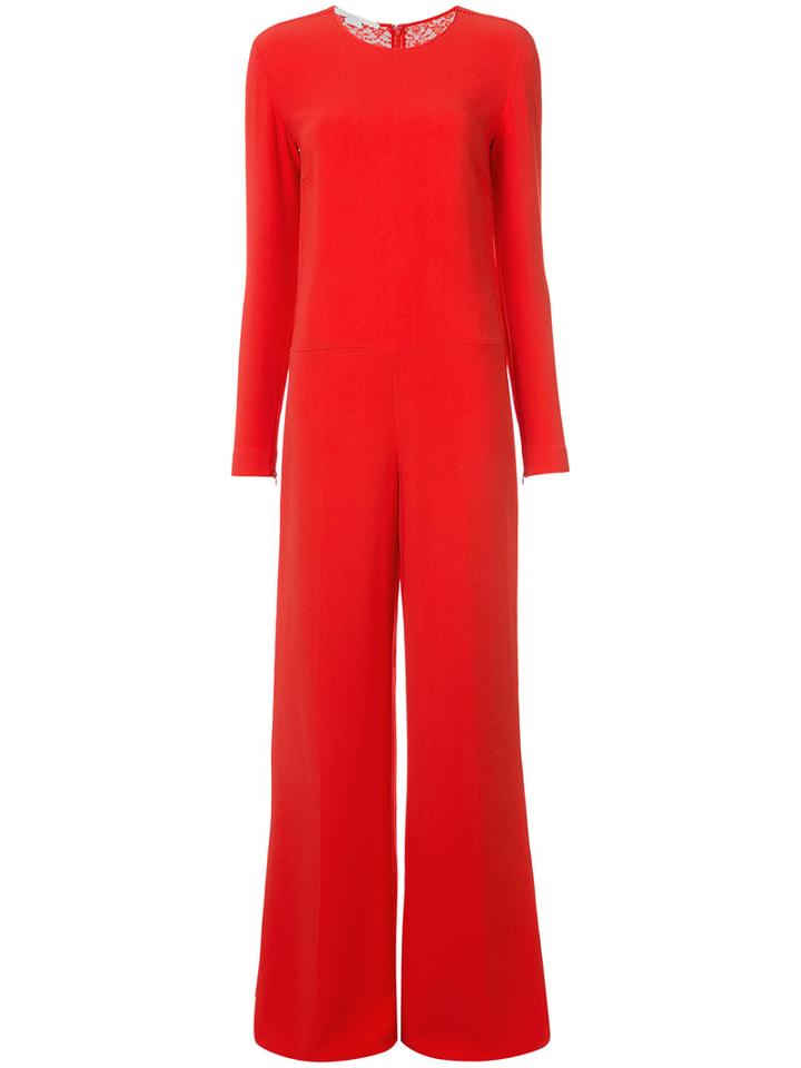 Stella Mccartney - Lace Back Jumpsuit - Women - Cotton/polyester/spandex/elastane/viscose - 40, Red, Cotton/polyester/spandex/elastane/viscose