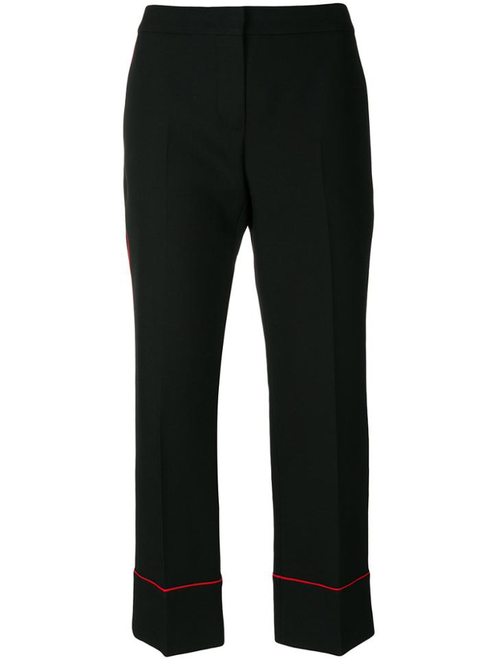 Alexander Mcqueen Contrast Piped Cropped Trousers - Black