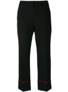 Alexander Mcqueen Contrast Piped Cropped Trousers - Black