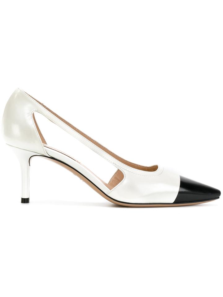 Casadei Colour Block Cut-out Pumps - White