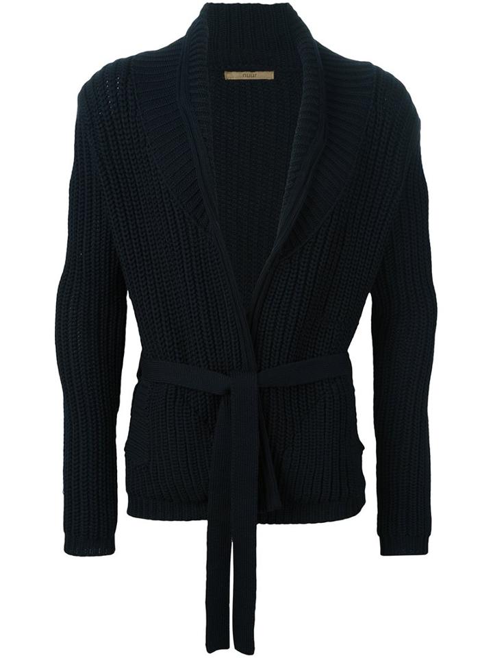 Nuur Belted Cardigan, Men's, Size: 48, Blue, Merino
