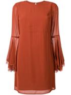 Twin-set Lace Trim Sleeves Dress - Orange