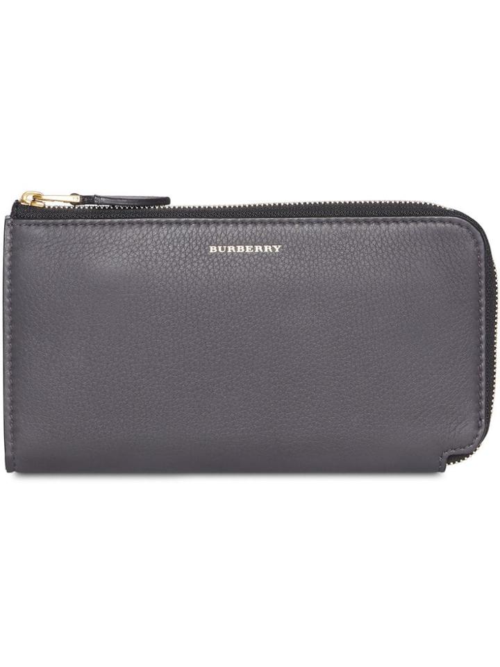 Burberry Two-tone Leather Ziparound Wallet And Coin Case - Grey