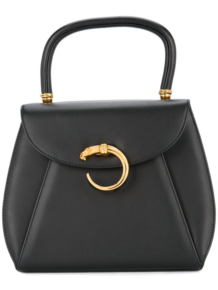 Cartier Vintage Panther Logos Hand Bag - Black
