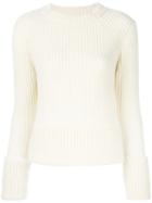 Moncler - Ribbed Knit Sweater - Women - Cashmere/virgin Wool - Xs, Nude/neutrals, Cashmere/virgin Wool
