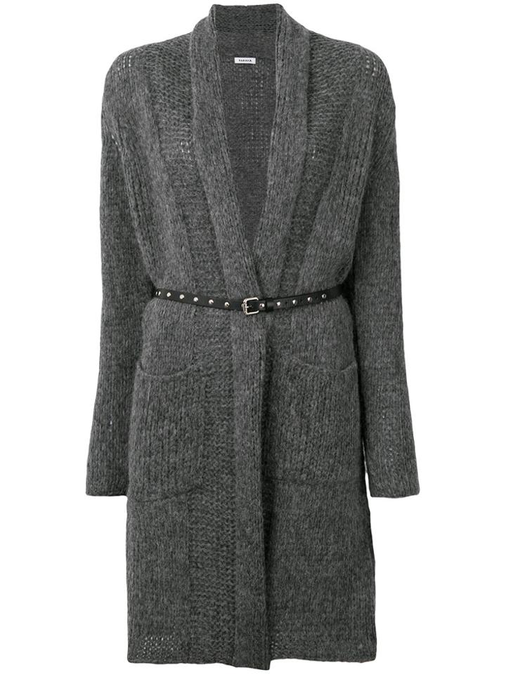 P.a.r.o.s.h. Long Belted Cardigan - Grey