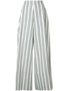 Christian Siriano - Striped Palazzo Pants - Women - Cotton - 4, Women's, Grey, Cotton