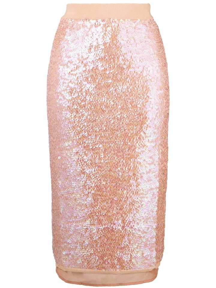 Semicouture Sequinned Pencil Skirt - Pink & Purple