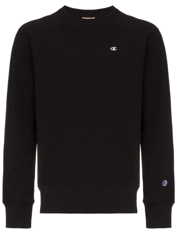 Champion Logo Embroidered Cotton Sweatshirt - Black