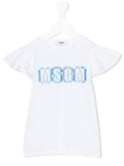 Msgm Kids - Fringed Logo T-shirt - Kids - Cotton - 10 Yrs, White