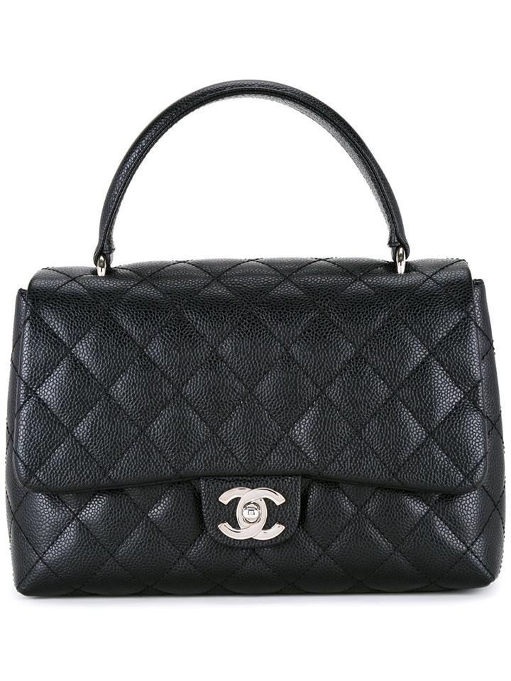 Chanel Vintage Quilted Cc Handbag, Women's, Black
